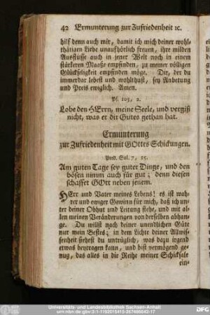 Ermunterung zur Zufriedenheit mit Gottes Schickungen.