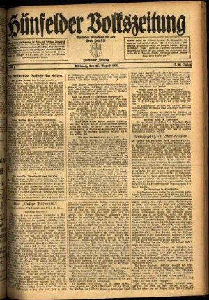 Ausgabe vom Mittwoch, den 25. August 1920.