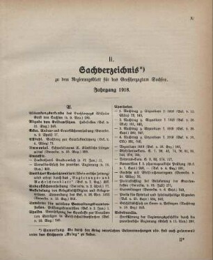 Sachverzeichnis zu dem Regierungsblatt für das Großherzogtum Sachsen
