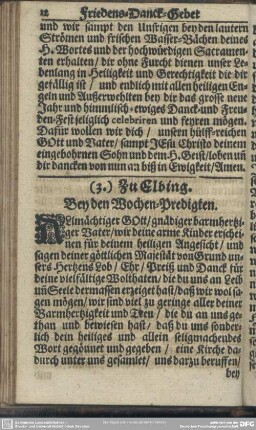 (3.) Zu Elbing. Bey den Wochen-Predigten