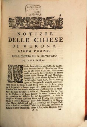 Notizie Storiche Delle Chiese Di Verona, Libro Terzo