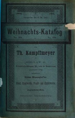 Bücher-Verzeichniss, 339. 1892