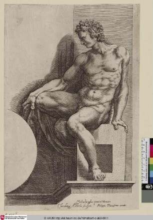[Ignudo; Sitzender Mann nach links; Seated Man Facing Left]