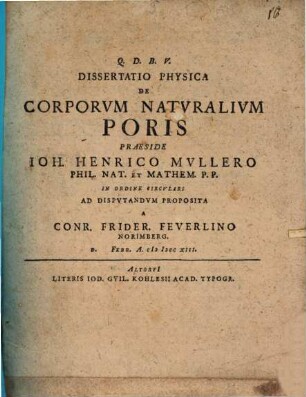 Diss. phys. de corporum naturalium poris