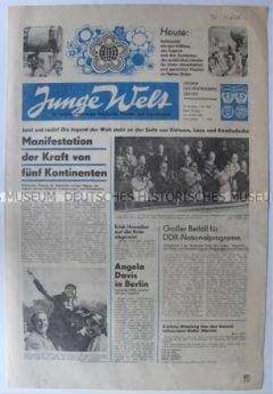 Tageszeitung der FDJ "Junge Welt" zu den X. Weltfestspielen