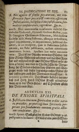 Articulus XXI. De Unione Spirituali. - Articulus XXXV. De Baptismo.
