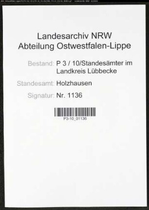 Sterberegister Standesamt Holzhausen