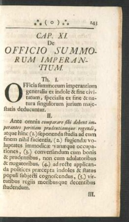 Cap. XI. De Officio Summorum Imperantium.