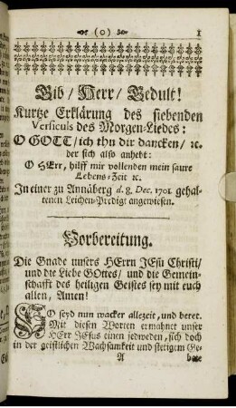 Gib / Herr / Gedult! Kurtze Erklärung des siebenden Versiculs des Morgens.Liedes: Gott / ich thu dir dancken ...