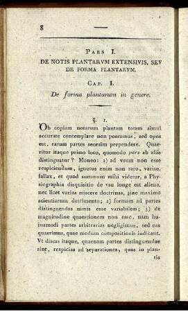 Pars I. De notis plantarum extensius, seu de forma plantarum.