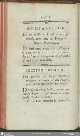Comparaison De la méthode Catalane en général, avec celle des Forges à Hauts-Fourneaux