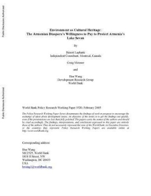 Environment as cultural heritage: the Armenian diaspora's willingness-to-pay to protect Armenia's Lake Sevan