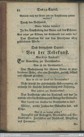 Das dreyzehnte Capitel. Von der Redekunst