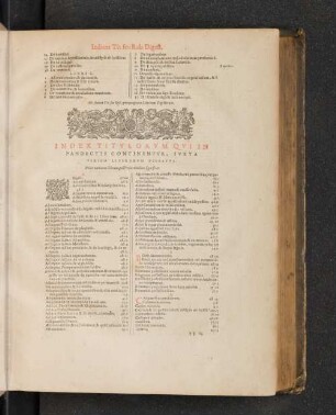 Index Titulorum qui in Pandectis Continentur, Iuxta Seriem Literarum Digestus.