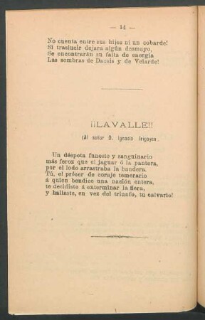 ¡¡La valle!! : (Al señor D. Ignacio Irigoyen)