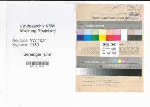 Entnazifizierung Emil Genenger , geb. 04.05.1901 (Musiklehrer)