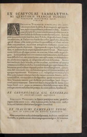 Ex scaevolae Sammarthani Quaestoris Franciae Elogiis Virorum Doctrina illustrium.