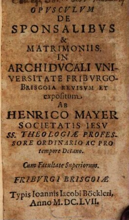 Opusculum de sponsalibus et matrimoniis