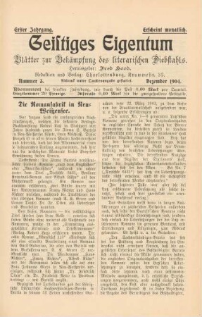 Nummer 3. Dezember 1904