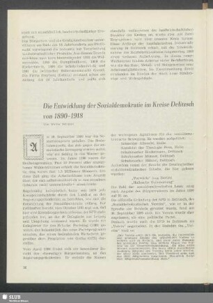 Die Entwicklung der Sozialdemokratie im Kreise Delitzsch von 1890-1918