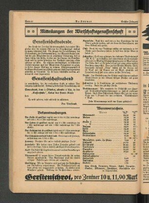 Warenverzeichnis.