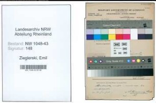 Entnazifizierung Emil Zieglerski , geb. (Polizeianwärter)