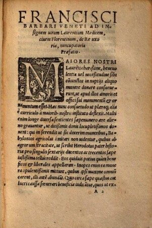Francisci Barbari patricii Veneti, oratorisque clarissimi de re uxoria : libri duo