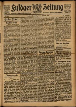 Erste Ausgabe vom Donnerstag, den 09. Februar 1905.