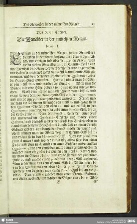 Das XXI. Capitel. Die Gewölber in der mittelsten Reigen. Num. I.