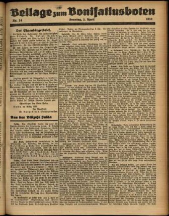 Zweite Ausgabe vom Sonntag, den 03. April 1932.
