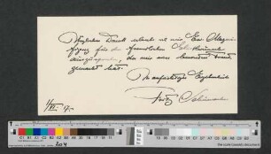 Briefkarte an Werner von Melle