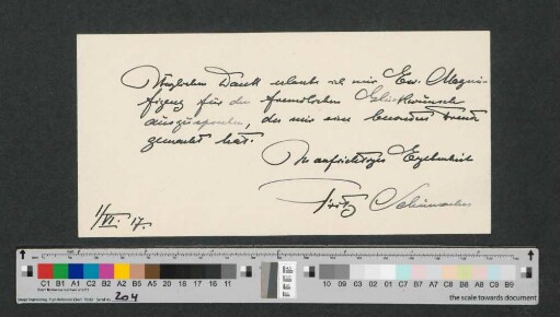 Briefkarte an Werner von Melle