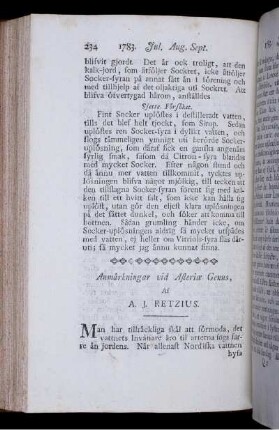 Anmärkningar om Asteiæ Genus