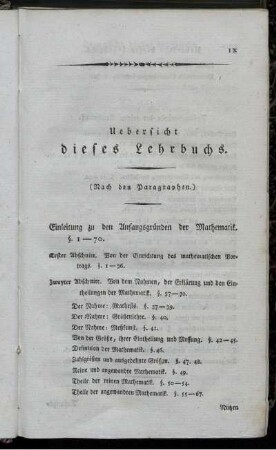 Uebersicht dieses Lehrbuchs.