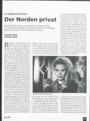 37. Nordische Filmtage: Der Norden privat