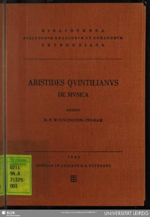 Aristidis Qvintiliani De mvsica libri tres