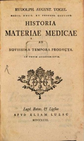 Historia Materiae medicae