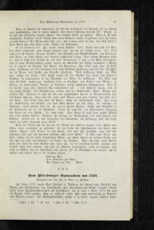 Vom Würzburger Gymnasium um 1780