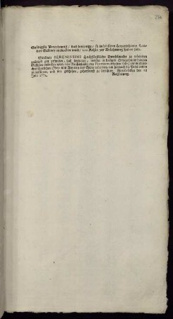 Gnädigste Verordnung, daß derjenige, so in hiesigen Herzogthums Landen Gallmey entdecken wird, 100 Rthlr. zur Belohnung haben solle : Zweybrücken den 18 Julii 1771.