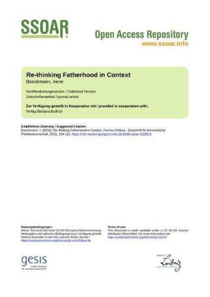 Re-thinking Fatherhood in Context