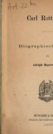 Carl Rottmann : Biographische Skizze von Adolph Bayersdorfer