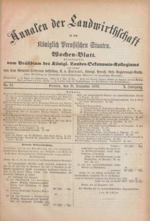 No. 51. Berlin, den 21. December 1870. X. Jahrgang.