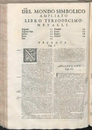 Del Mondo Simbolico Ampliato Libro Terzodecimo. Metalli.