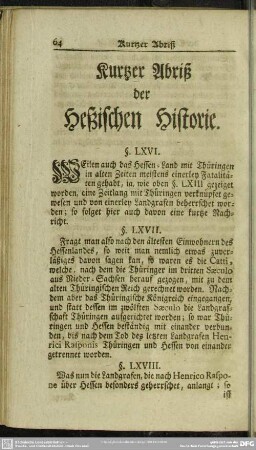 Kurtzer Abriß der Heßischen Historie