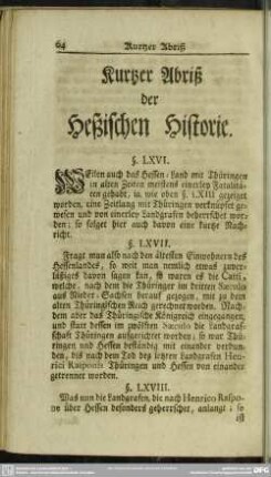 Kurtzer Abriß der Heßischen Historie