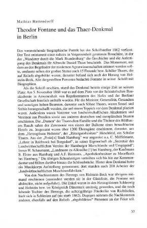 Theodor Fontane und das Thaer-Denkmal in Berlin