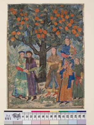 Romantisches Treffen unter einem Orangenbaum