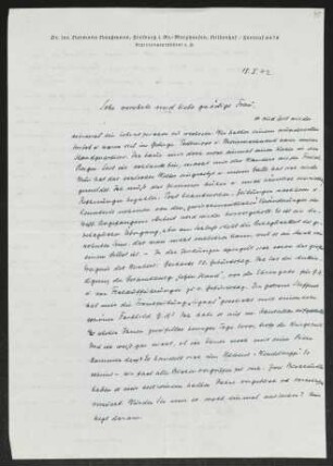 Brief von Hermann Haussmann an Margarete Hauptmann