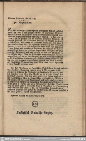 [29ter d.d. 21. ej. mit 4 Beilagen. dikt. den 28. ej.]
