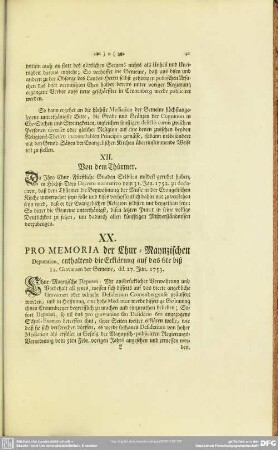 XX. Pro Memoria der Chur-Maynzischen Deputation, enthaltend die Erklärung auf das 6te biß 12. Gravamen der Gemeine, dd. 27. Jun. 1753